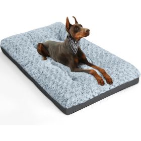 Deluxe Washable XXL Dog Bed Dog Crate Mat 48 inch Comfy Fluffy Kennel Pad Anti-Slip for Dogs Up to 110 lbs, 48" x 30", Grey