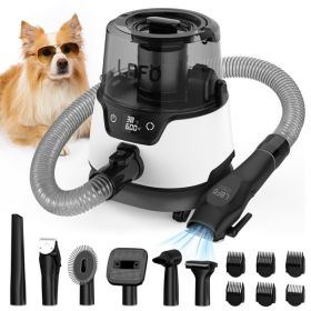 Dog Grooming Kit, Pet Hair Vacuum and Dog Dryer with 5 Pet Grooming Tools, 600w Dog Grooming Vacuum with 3L Dust Cup Dog Clippers, Low Noise Pet Groom
