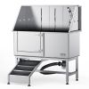 VEVOR 62" Pet Dog Bathing Station w/Ramp, Professional Stainless Steel Dog Grooming Tub w/ Soap Box, Faucet,Rich Accessory,Bathtub for Large,Medium,Sm