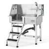VEVOR 34" Pet Dog Bathing Station w/Ramp, Professional Stainless Steel Dog Grooming Tub w/ Storage Drawer, Faucet,Rich Accessory, Dog Bathtub for Larg