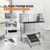 VEVOR 62" Pet Dog Bathing Station w/Ramp, Professional Stainless Steel Dog Grooming Tub w/ Soap Box, Faucet,Rich Accessory,Bathtub for Large,Medium,Sm