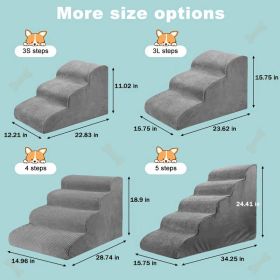 Dog Stairs For Small Dogs 3  4 Steps Dog Ramp  Removable Washable Pet Steps (Option: B)